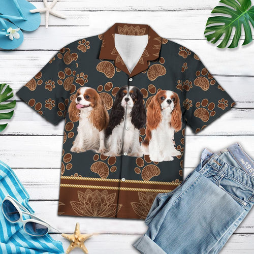 Hawaiian Shirt Cavalier King Charles Spaniel Flower Paw For Men Women