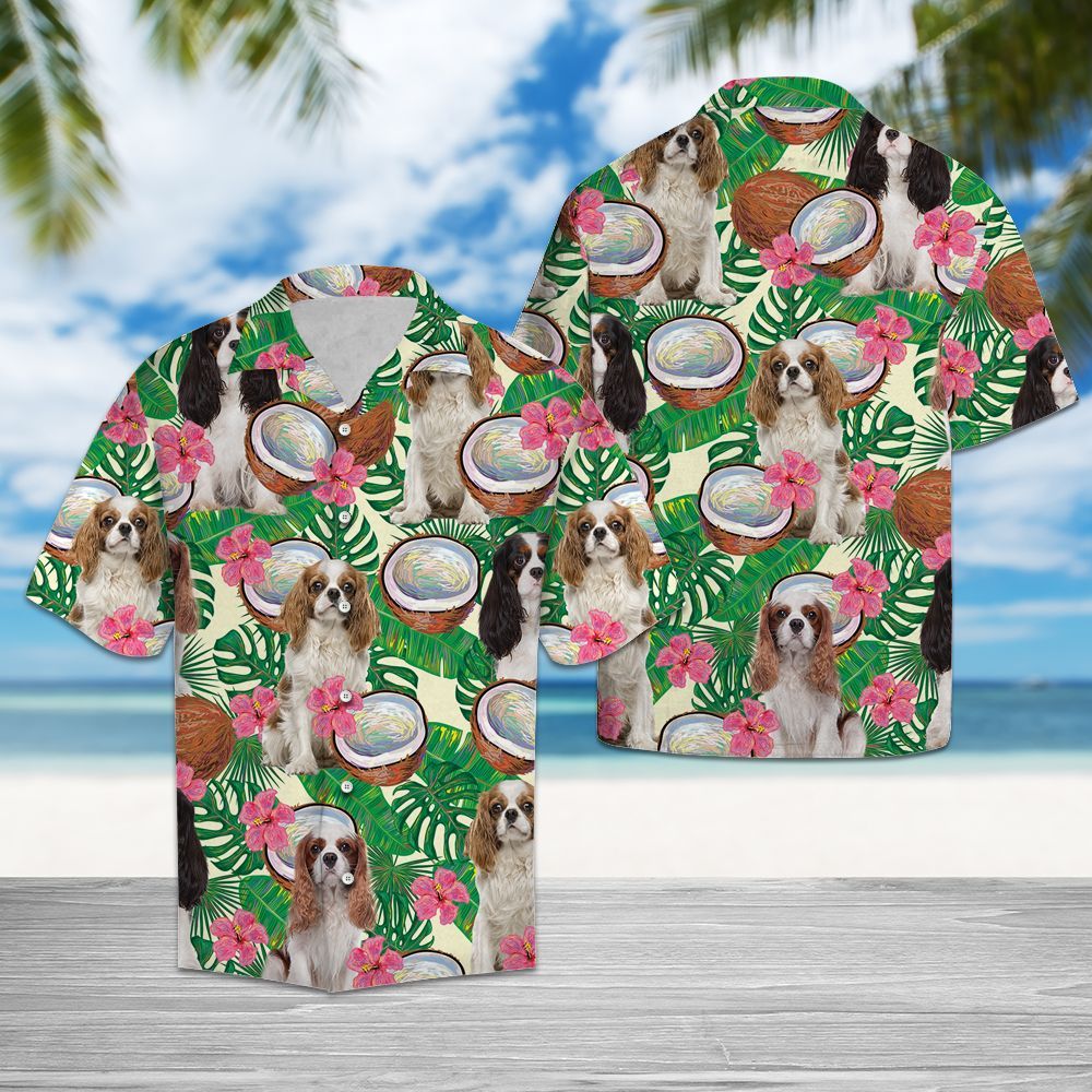 Hawaiian Shirt Cavalier King Charles Spaniel Tropical Coconut For Men Women