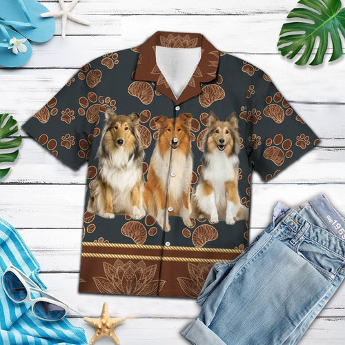 Hawaiian Shirt Collie Flower Paw For Men Women