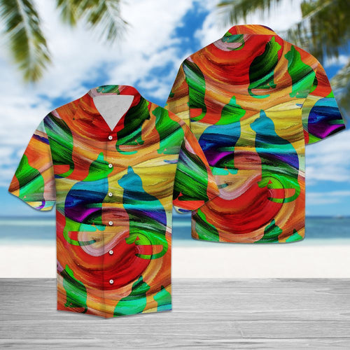 Hawaiian Shirt Colorful Cat Shape For Women Men