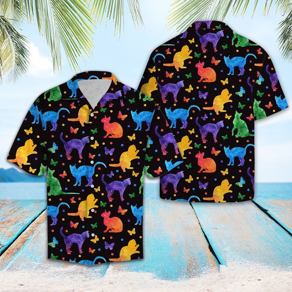 Hawaiian Shirt Colorful Cat For Men Women