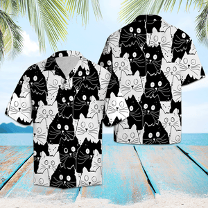 Hawaiian Shirt Cute Black White Cat For Men Women