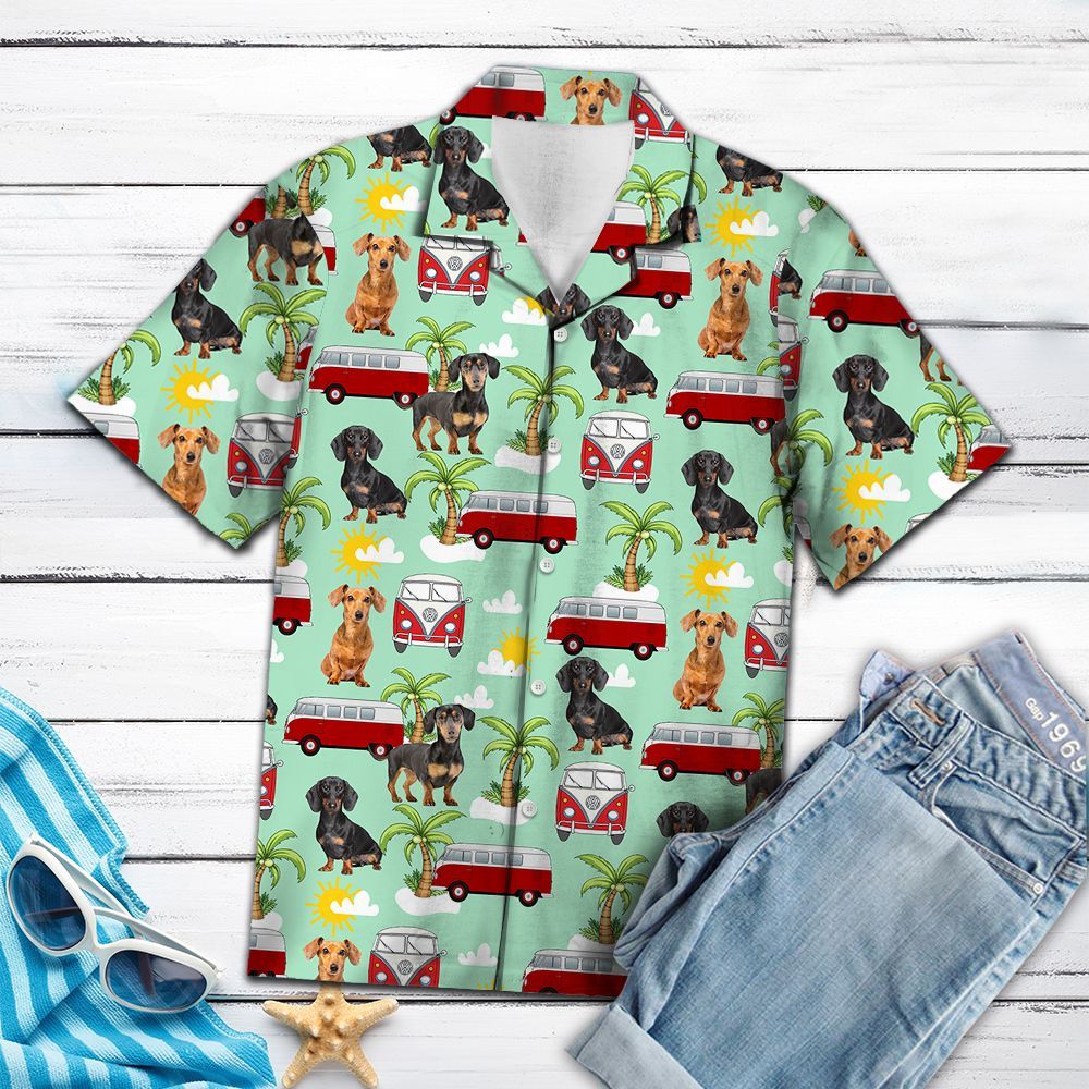 Hawaiian Shirt Dachshund Hippie Car For Women Men