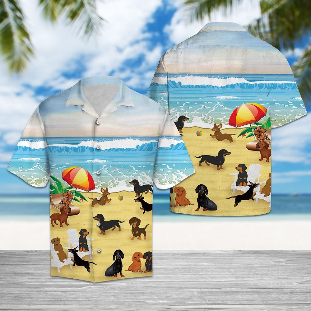 Hawaiian Shirt Dachshund In Beach For Men Women
