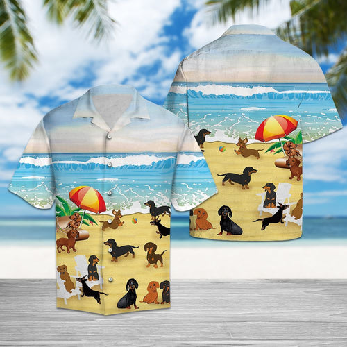 Hawaiian Shirt Dachshund In Beach For Men Women