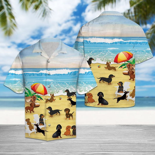 Hawaiian Shirt Dachshund In Beach For Men Women