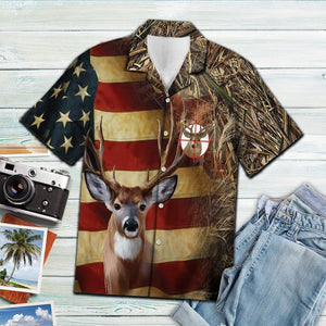 Hawaiian Shirt Deer Us Flag For Men Women