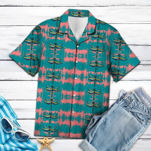 Hawaiian Shirt Dragonfly Pink Brushstroke For Men Women