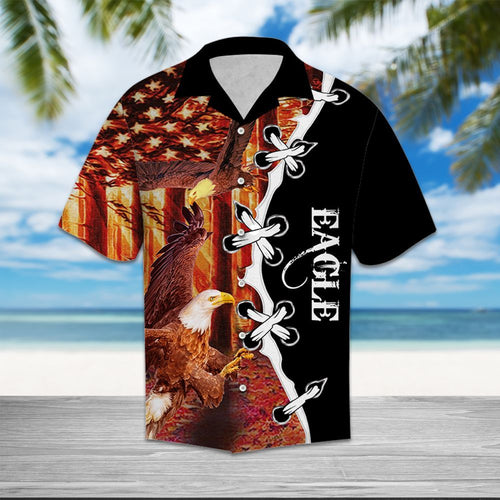 Hawaiian Shirt Eagle Flag Forest For Women Men