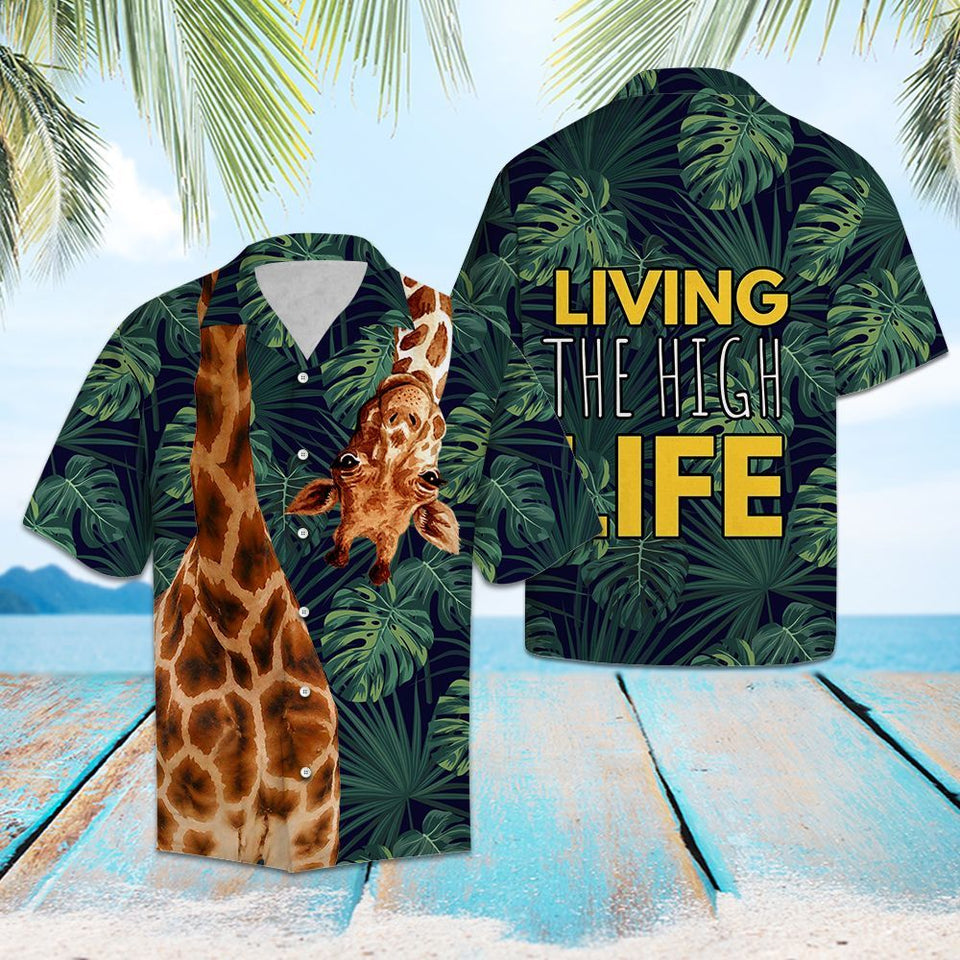 Hawaiian Shirt Giraffe Living The High Life For Men Women