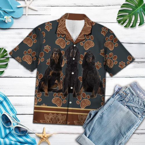 Hawaiian Shirt Gordon Setter Flower Paw For Men Women