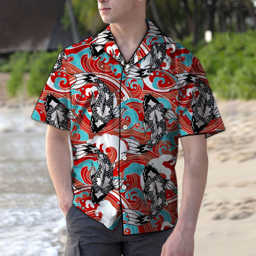 Hawaiian Shirt Koi Fish Wave For Women Men