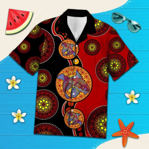 Hawaiian Shirt Koi Turquoise Circles Pattern For Women Men