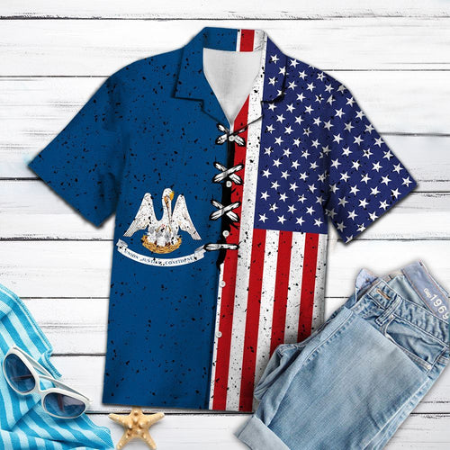 Hawaiian Shirt Louisiana Usa Flag For Women Men