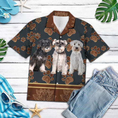 Hawaiian Shirt Miniature Schnauzer Flower Paw For Men Women