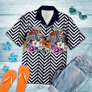 Hawaiian Shirt Motorbike Flower Zigzag For Women Men