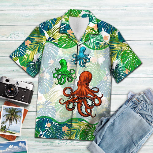 Hawaiian Shirt Octopus Green Tropical For Men Women