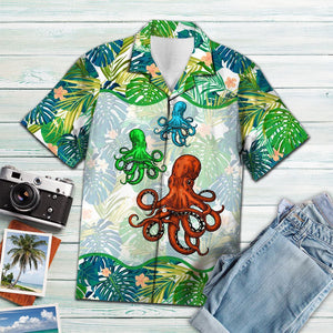 Hawaiian Shirt Octopus Green Tropical For Men Women