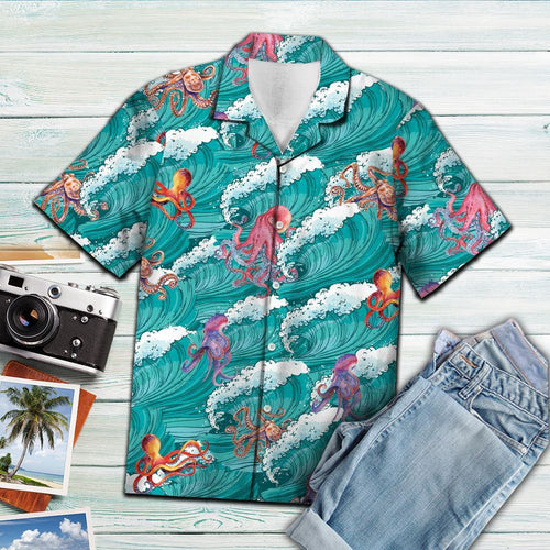 Hawaiian Shirt Octopus Sea Waves For Men Women