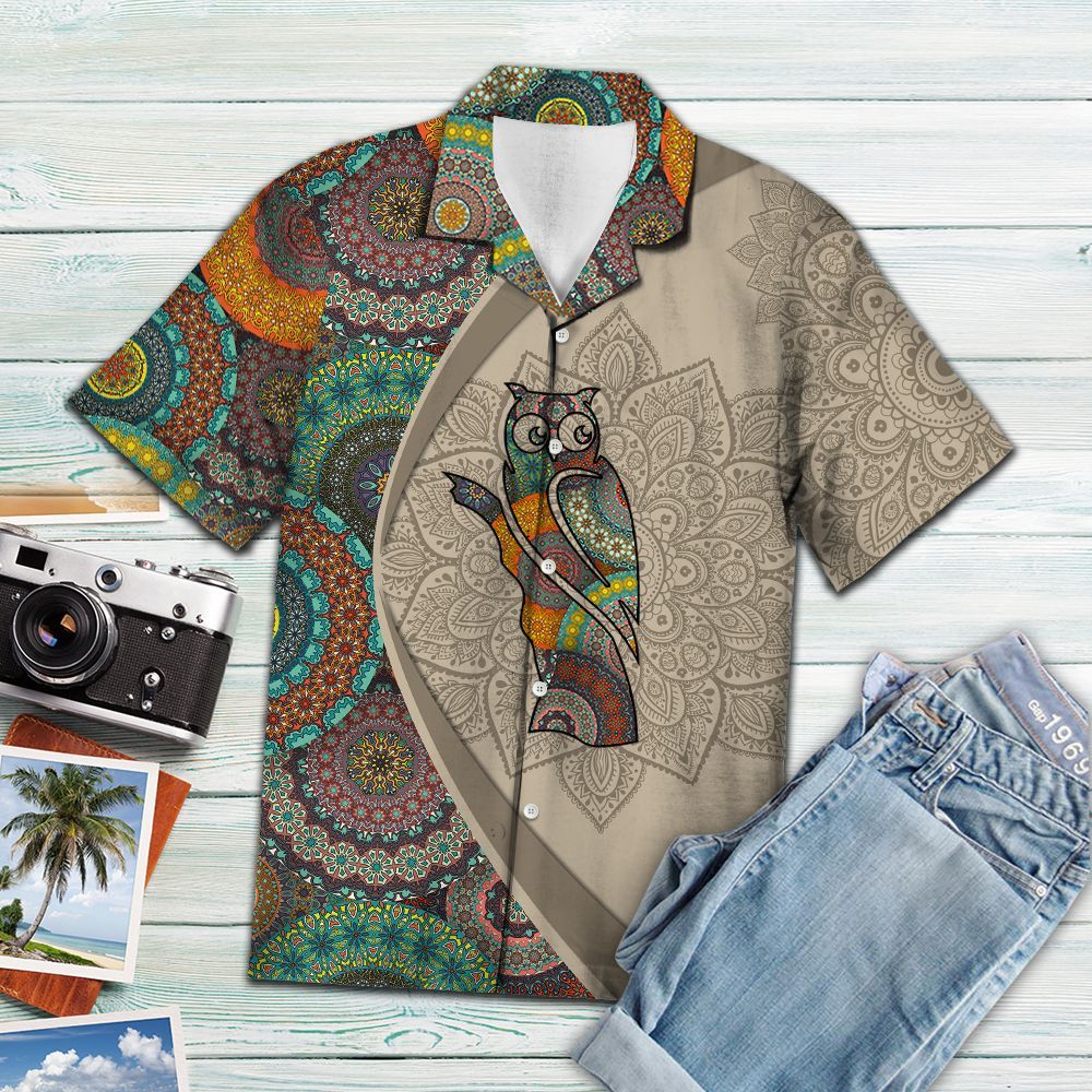 Hawaiian Shirt Owl Mandala For Men Women