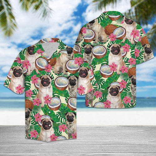 Hawaiian Shirt Pug Tropical Coconut For Men Women