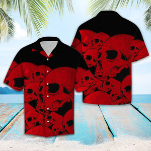 Hawaiian Shirt Red Skull For Men Women