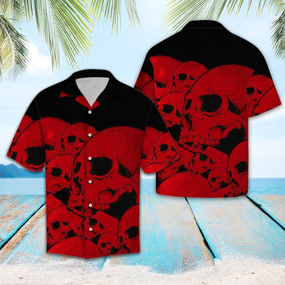 Hawaiian Shirt Red Skull For Men Women