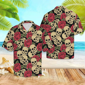 Hawaiian Shirt Rose Skull For Men Women