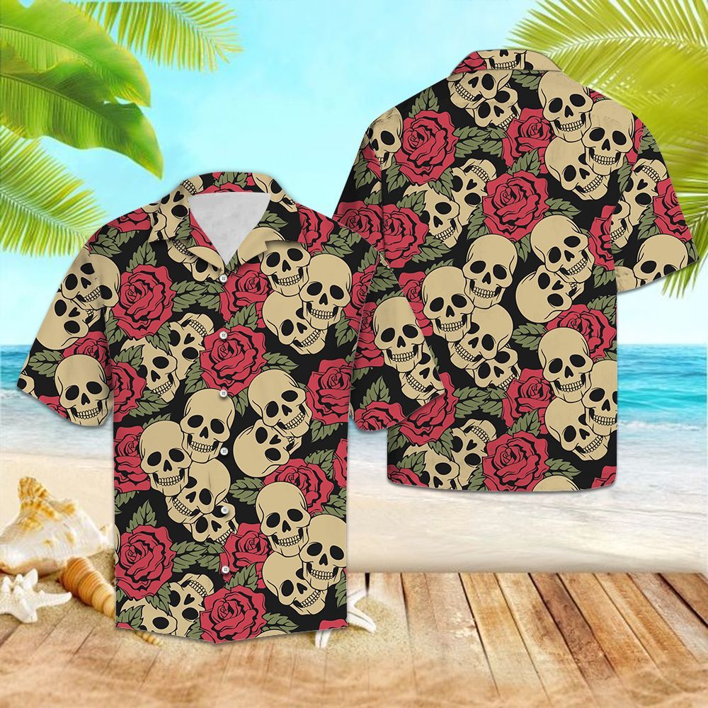 Hawaiian Shirt Rose Skull For Men Women