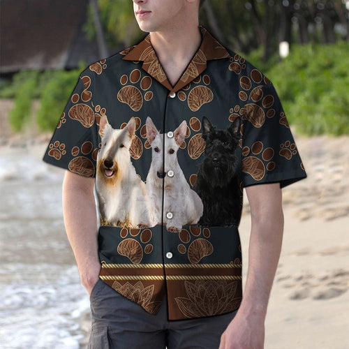 Hawaiian Shirt Scottish Terrier Flower Paw For Men Women