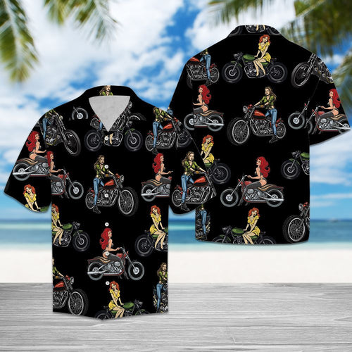 Hawaiian Shirt Sexy Girl Motorbike For Men Women