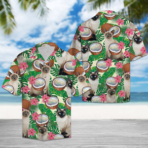 Hawaiian Shirt Siamese Cat Tropical Coconut For Men Women