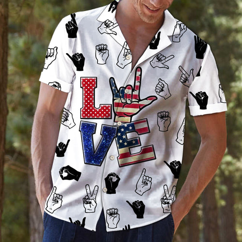 Hawaiian Shirt Sign Language Love For Women Men