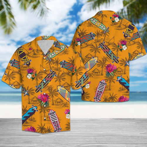 Hawaiian Shirt Skateboard Tropical Flowers For Men Women