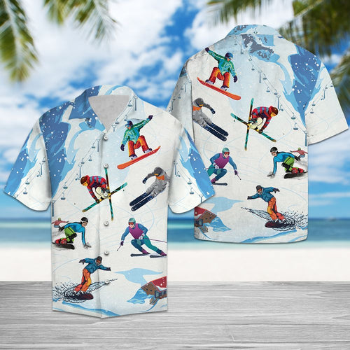 Hawaiian Shirt Skiing Snow For Men Women