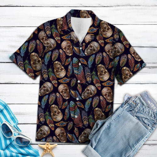 Hawaiian Shirt Skull Feather For Men Women
