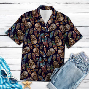 Hawaiian Shirt Skull Feather For Men Women