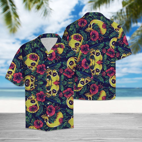 Hawaiian Shirt Skull Floral For Women Men