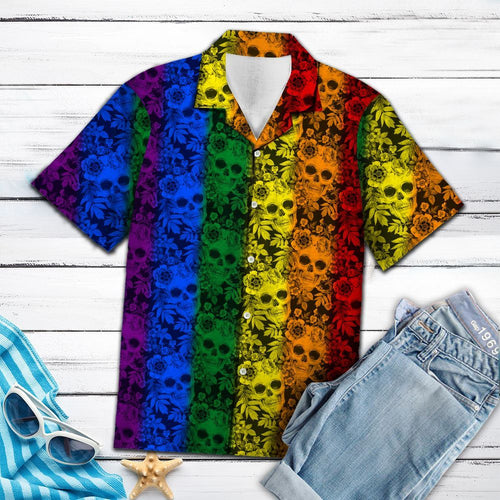 Hawaiian Shirt Skull Lgbt Color For Women Men