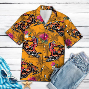 Hawaiian Shirt Snowmobiling Tropical Flowers For Men Women