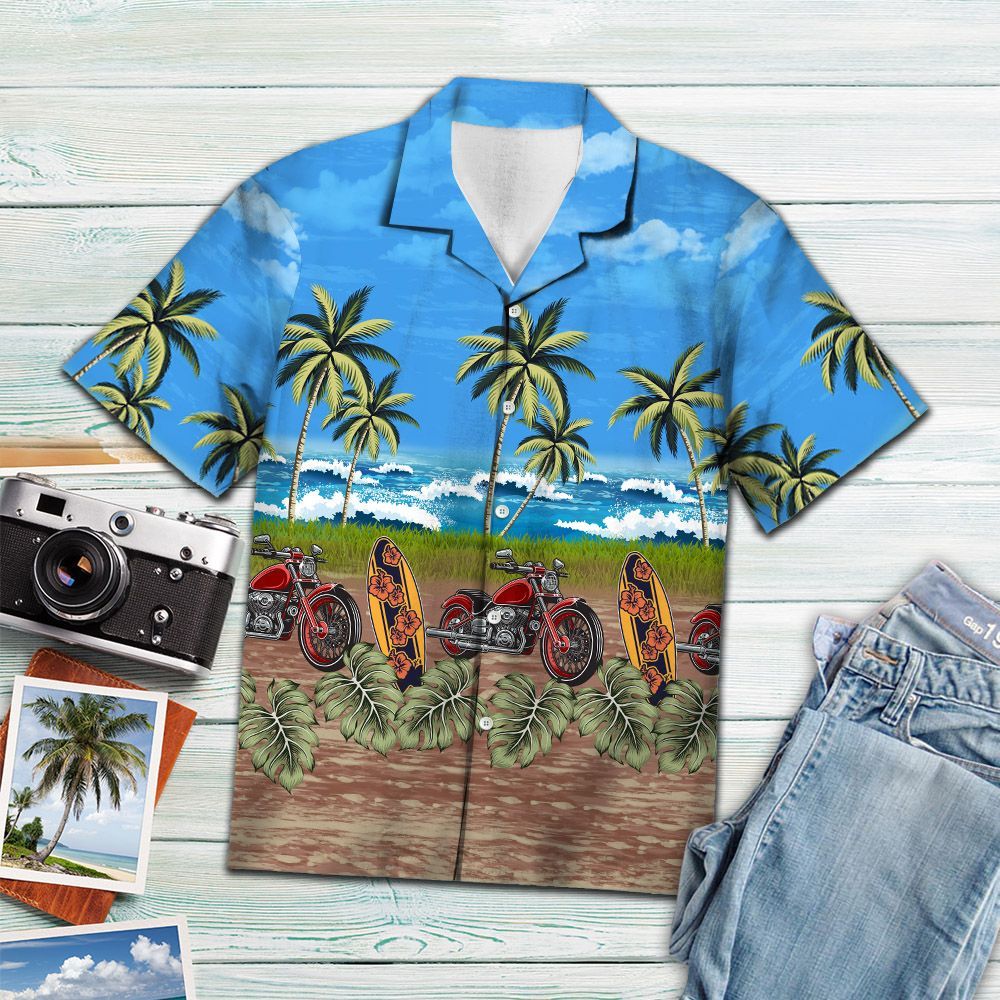 Hawaiian Shirt Tropical Motocycle For Men Women
