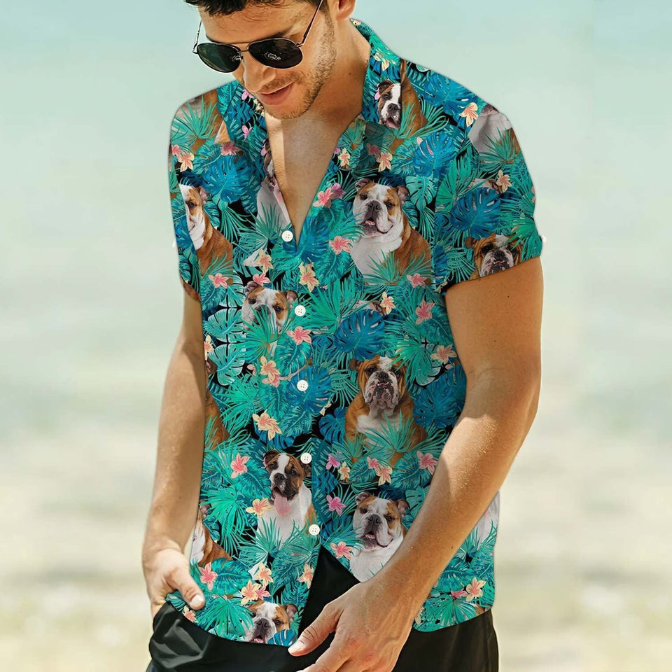 Hawaiian Shirt Women Men Bulldog Tropical