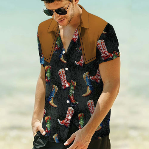 Hawaiian Shirt Women Men Cowboy Boots