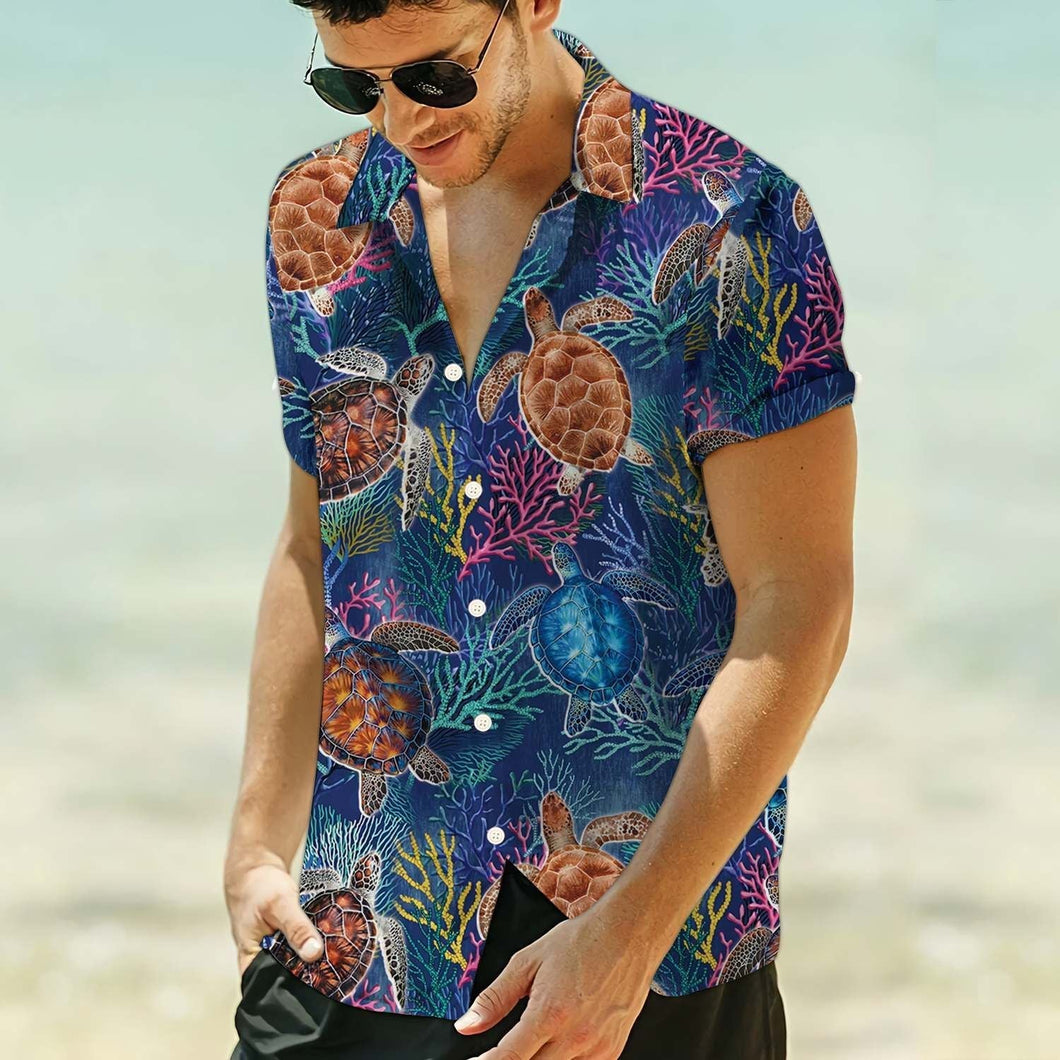 Hawaiian Shirt Women Men Sea Turtle