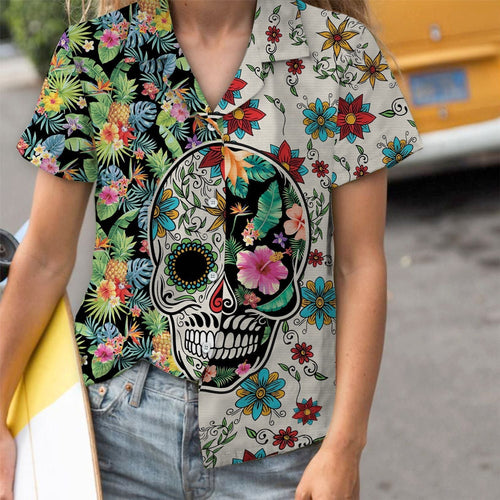 Hawaiian Shirt Sugar Skull Tropical For Men Women