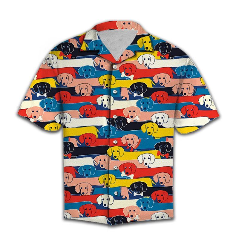 Hawaiian Shirt Women Men Colorful Dachshund