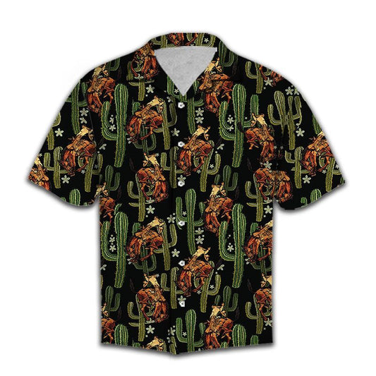 Hawaiian Shirt Women Men Cowboy Cactus