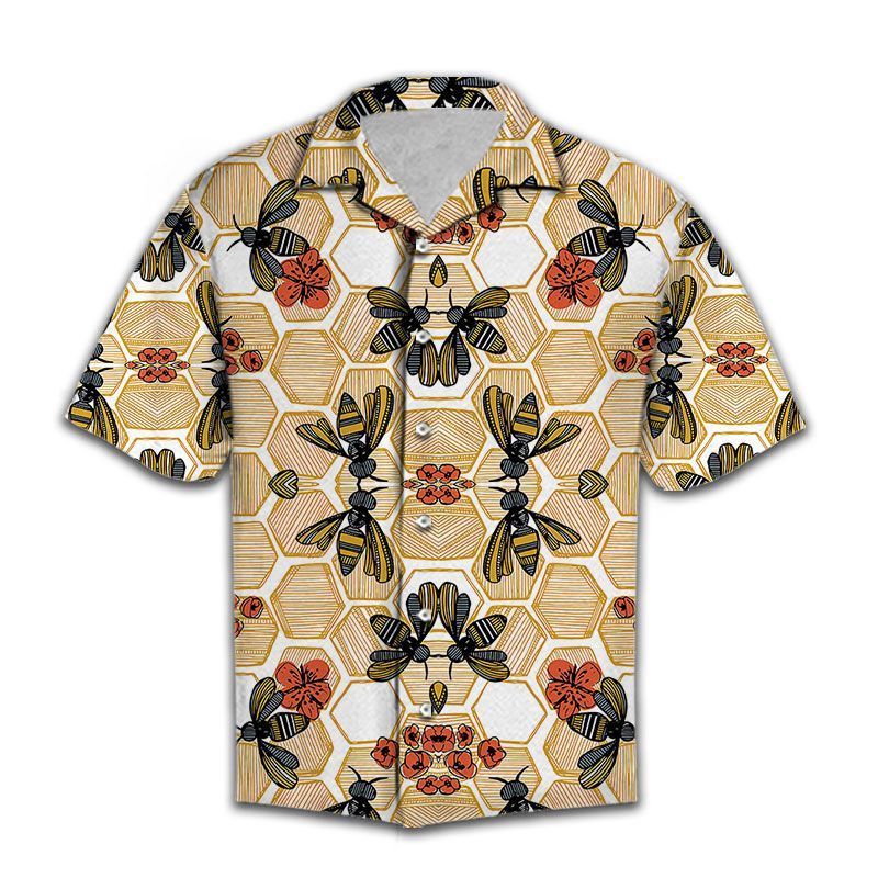 Hawaiian Shirt Women Men Honey Bee