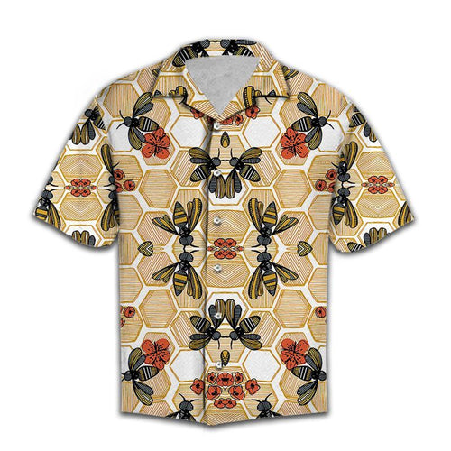 Hawaiian Shirt Women Men Honey Bee