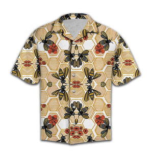 Hawaiian Shirt Women Men Honey Bee